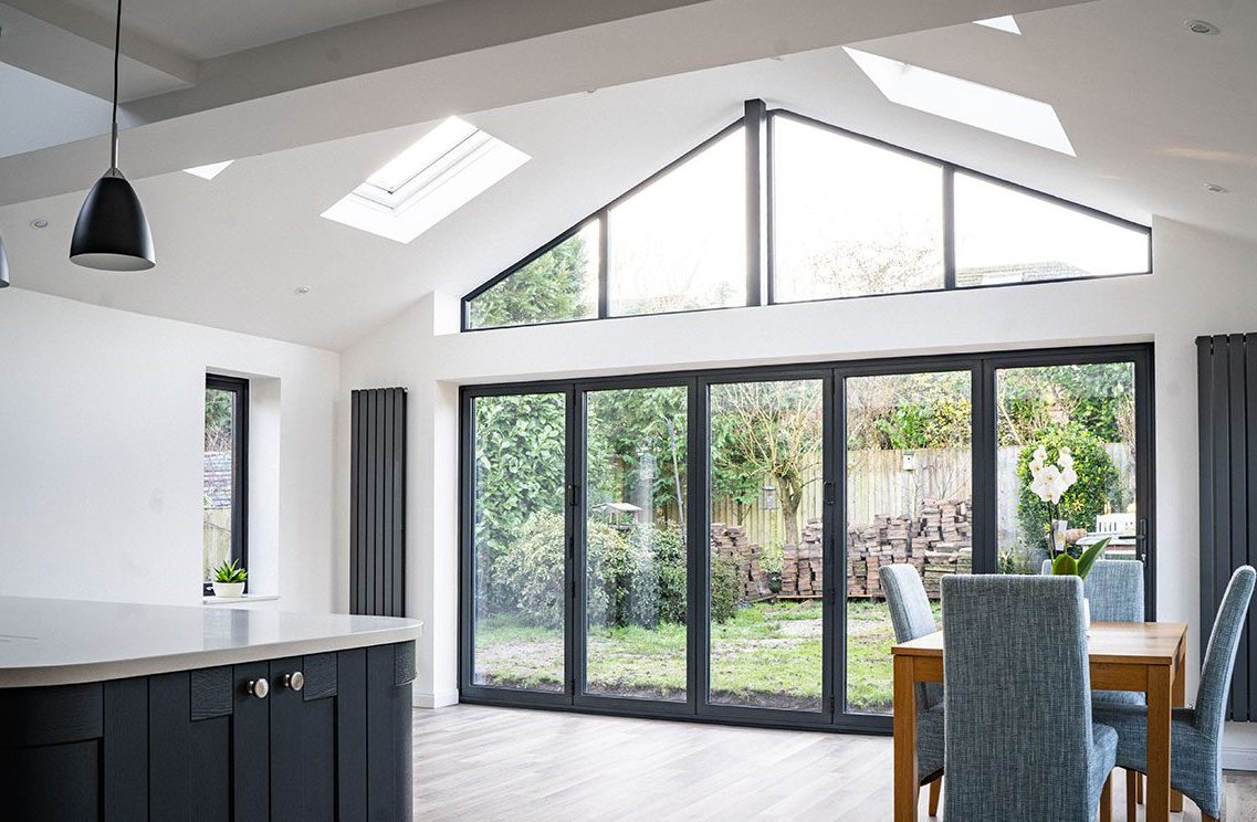 open plan kitchen extension interiors with bi folds