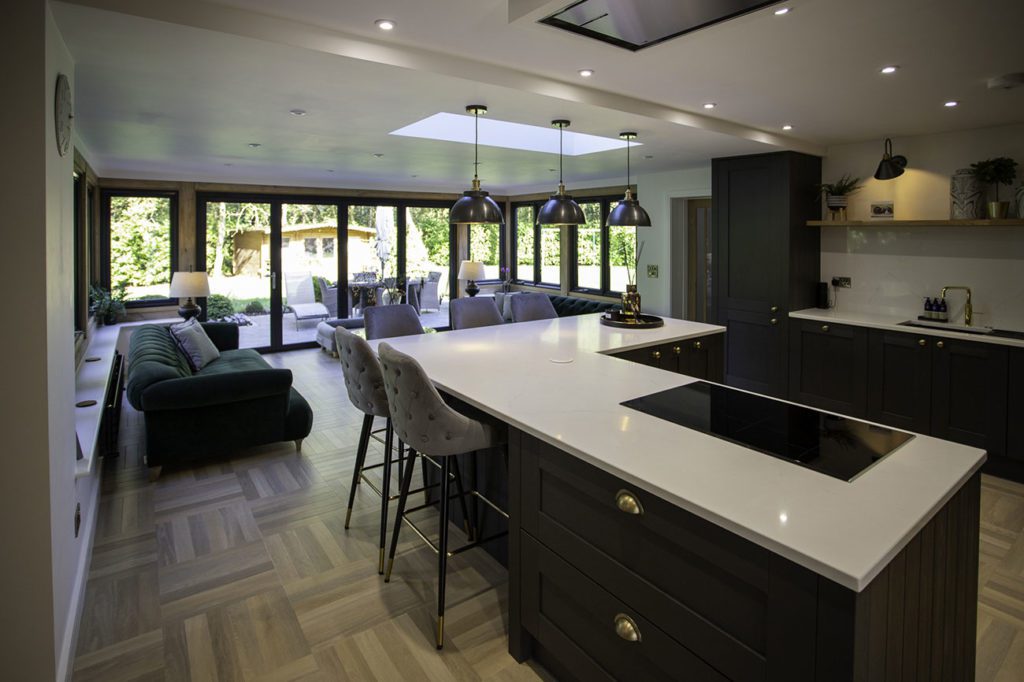 modern open plan kitchen extension with lantern roof